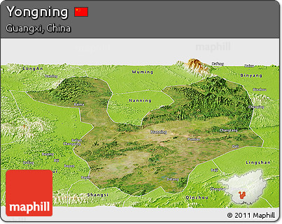 Satellite Panoramic Map of Yongning, physical outside