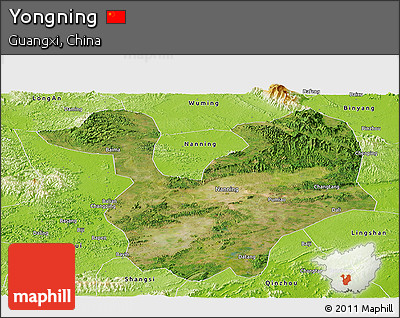 Satellite Panoramic Map of Yongning, physical outside