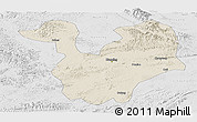 Shaded Relief Panoramic Map of Yongning, lighten, desaturated