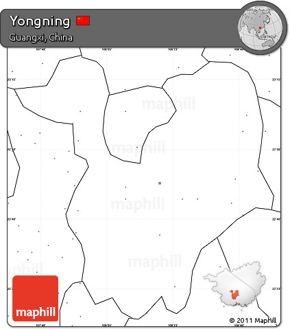 Blank Simple Map of Yongning, no labels