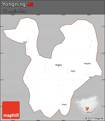 Gray Simple Map of Yongning, cropped outside