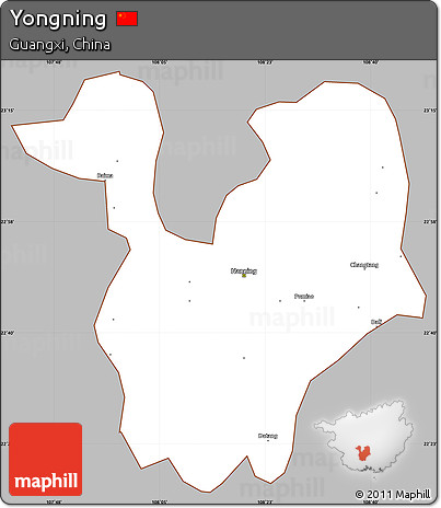 Gray Simple Map of Yongning, cropped outside