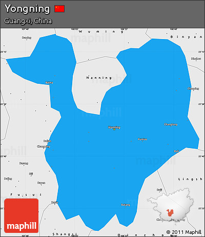 Political Simple Map of Yongning, single color outside, borders and labels