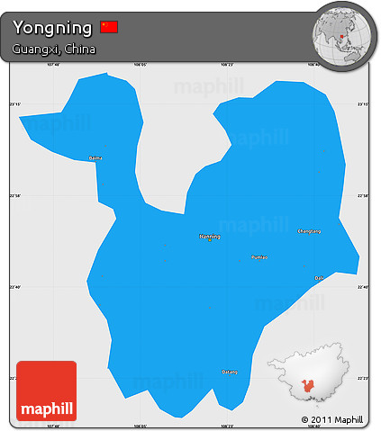 Political Simple Map of Yongning, single color outside