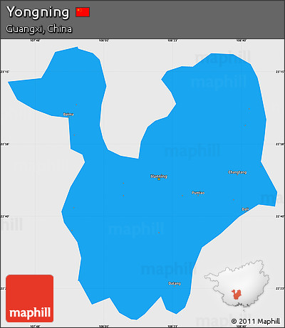 Political Simple Map of Yongning, single color outside
