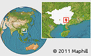 Satellite Location Map of Yulin, highlighted parent region