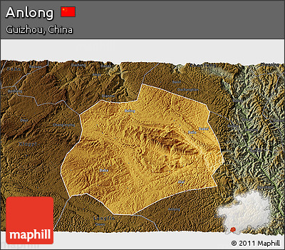 Physical 3D Map of Anlong, darken