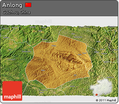Physical 3D Map of Anlong, satellite outside