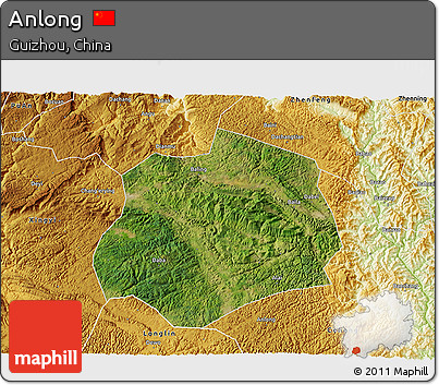 Satellite 3D Map of Anlong, physical outside