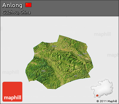 Satellite 3D Map of Anlong, single color outside