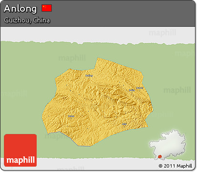 Savanna Style 3D Map of Anlong, single color outside