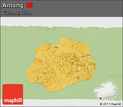 Savanna Style 3D Map of Anlong, single color outside