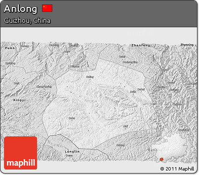 Silver Style 3D Map of Anlong