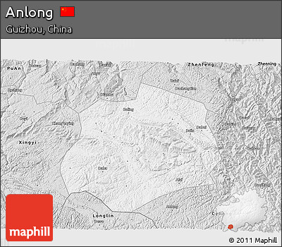 Silver Style 3D Map of Anlong