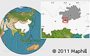 Satellite Location Map of Anlong, highlighted country, highlighted parent region