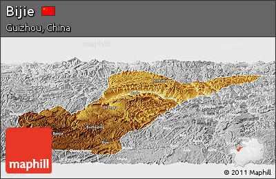 Physical Panoramic Map of Bijie, lighten, desaturated