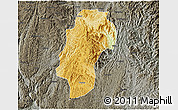 Physical 3D Map of Dushan, darken, semi-desaturated