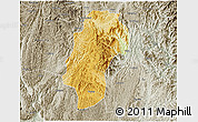Physical 3D Map of Dushan, semi-desaturated