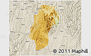 Physical 3D Map of Dushan, shaded relief outside