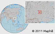 Gray Location Map of Dushan, hill shading