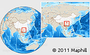 Shaded Relief Location Map of Dushan, highlighted country, within the entire country