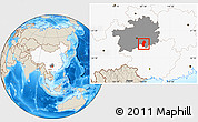 Shaded Relief Location Map of Dushan, highlighted country, highlighted parent region