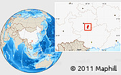 Shaded Relief Location Map of Dushan, highlighted country