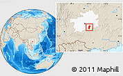 Shaded Relief Location Map of Dushan, highlighted parent region