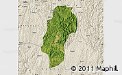 Satellite Map of Dushan, shaded relief outside