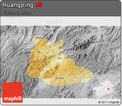 Physical 3D Map of Huangping, desaturated