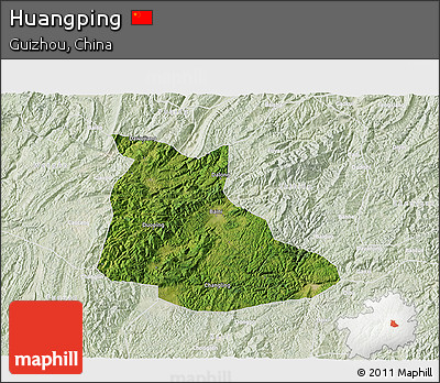Satellite 3D Map of Huangping, lighten
