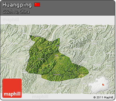 Satellite 3D Map of Huangping, lighten