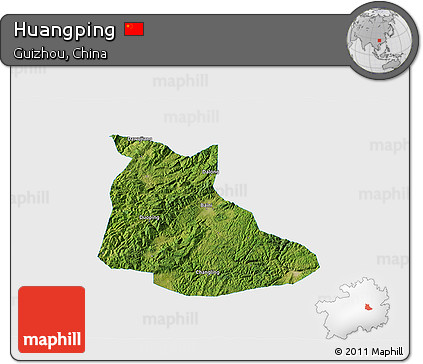 Satellite 3D Map of Huangping, single color outside