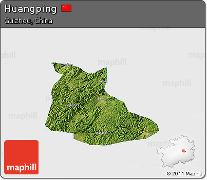 Satellite 3D Map of Huangping, single color outside