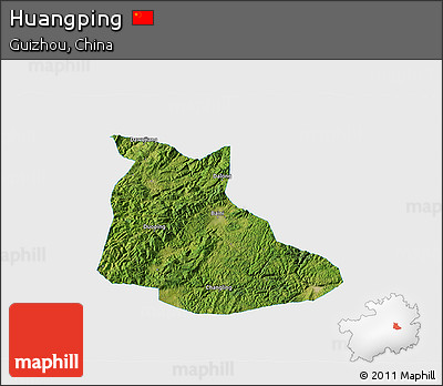 Satellite 3D Map of Huangping, single color outside
