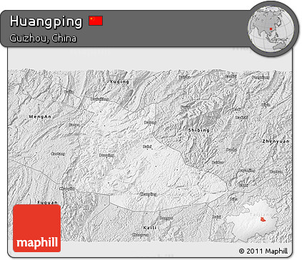 Silver Style 3D Map of Huangping