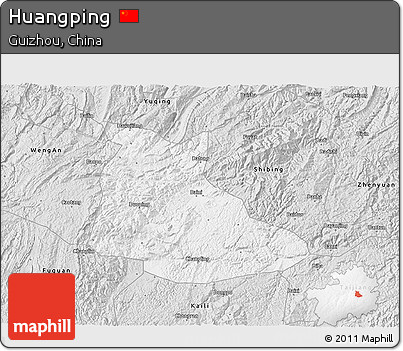 Silver Style 3D Map of Huangping