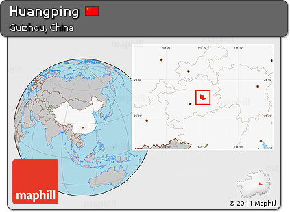 Gray Location Map of Huangping, highlighted country