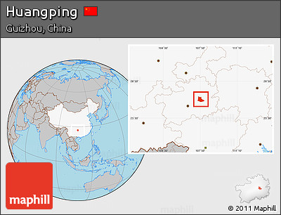 Gray Location Map of Huangping, highlighted country