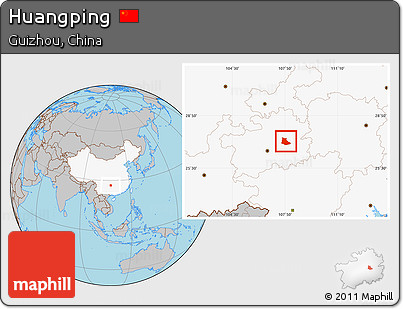 Gray Location Map of Huangping, highlighted country