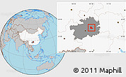 Gray Location Map of Huangping, highlighted country, highlighted parent region