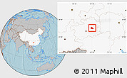 Gray Location Map of Huangping, highlighted country, hill shading