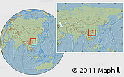 Savanna Style Location Map of Huangping, within the entire country, hill shading
