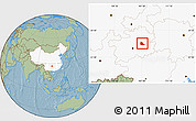 Savanna Style Location Map of Huangping, highlighted country, hill shading