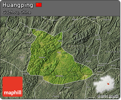 Satellite Map of Huangping, semi-desaturated