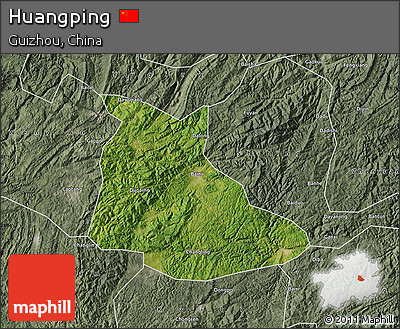 Satellite Map of Huangping, semi-desaturated