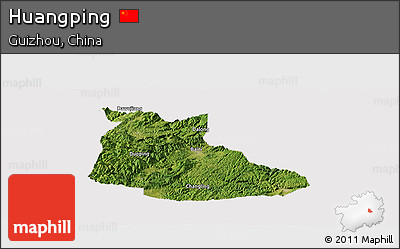 Satellite Panoramic Map of Huangping, cropped outside