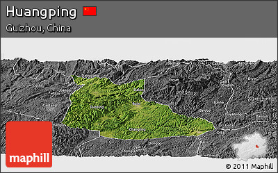 Satellite Panoramic Map of Huangping, desaturated