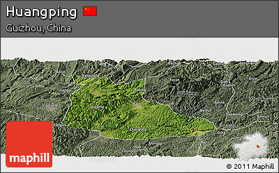 Satellite Panoramic Map of Huangping, semi-desaturated