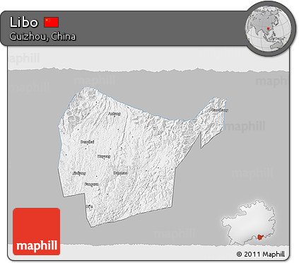 Gray 3D Map of Libo, single color outside